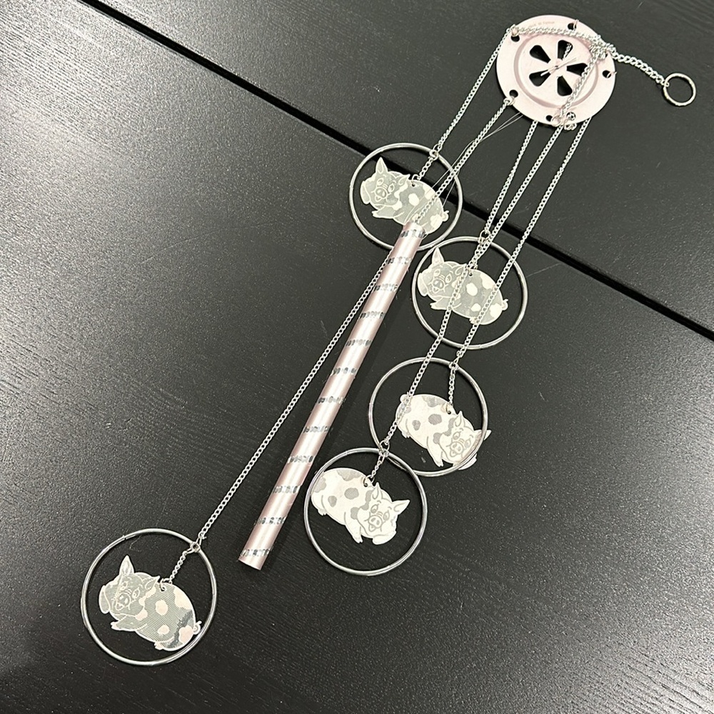 Pig Pink and Silver Metal Wind Chime